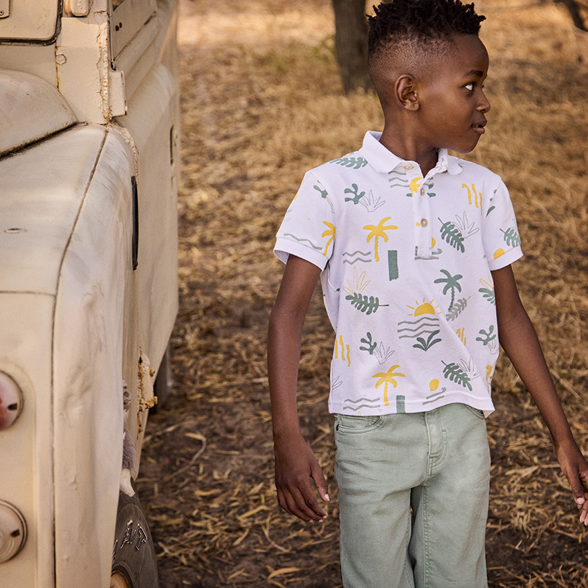 Πολυτελές κοντομάνικο polo με φανταστικό σχέδιο για αγόρι 