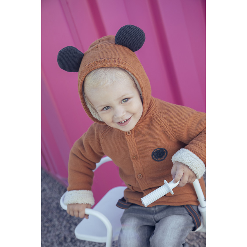 Μπουφάν με κουκούλα πλεκτή για bebe αγόρι 