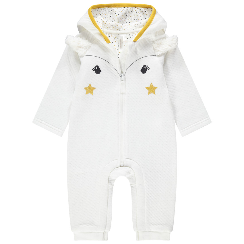 Μακρυμάνικο ολόσωμο φορμάκι με κουκούλα και συνθετική γούνα 