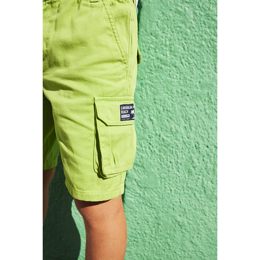 Βερμούδα cargo σε twill μονόχρωμο για αγόρι  Additional Βερμούδα cargo σε twill μονόχρωμο για αγόρι