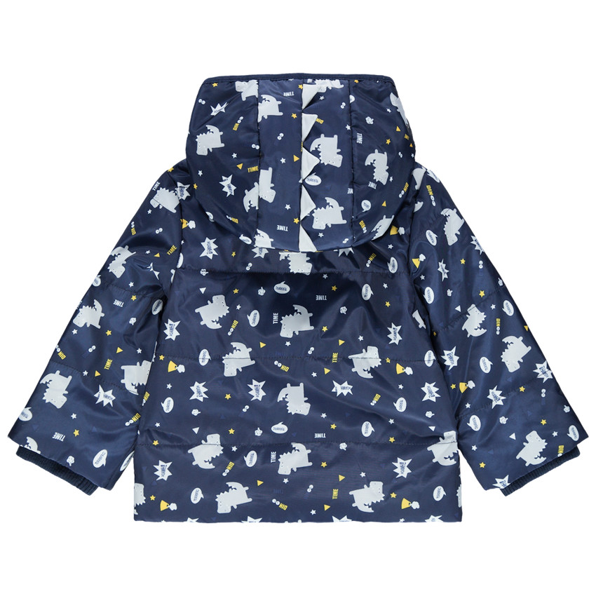 Εμπριμέ παρκά με κουκούλα και μοτίβο δεινόσαυρους 