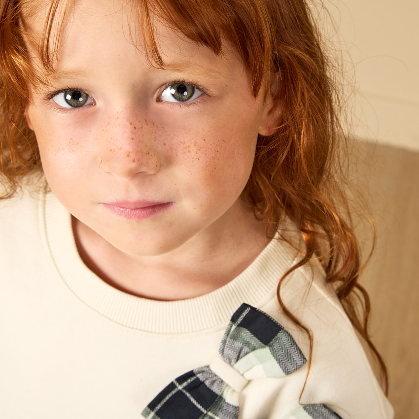 Φόρεμα 2 σε 1 bi-matière με καρό σχέδιο για κορίτσι 