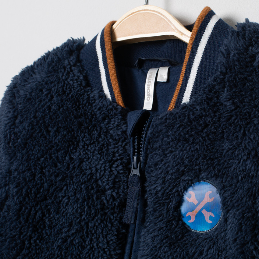 Veste en sherpa esprit teddy à badge patché  Additional Veste en sherpa esprit teddy à badge patché