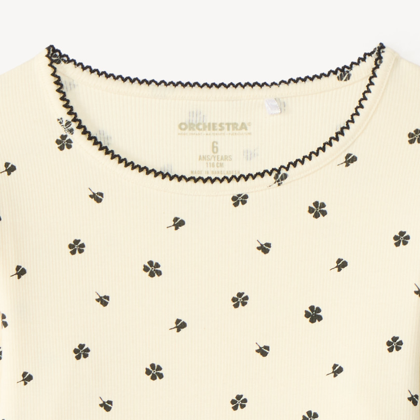 T-shirt à manches longues imprimé fleurs pour fille 