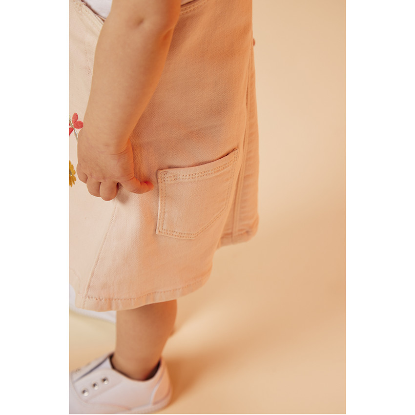 Φόρεμα από denim με κεντήματα λουλούδια για bebe κορίτσι 