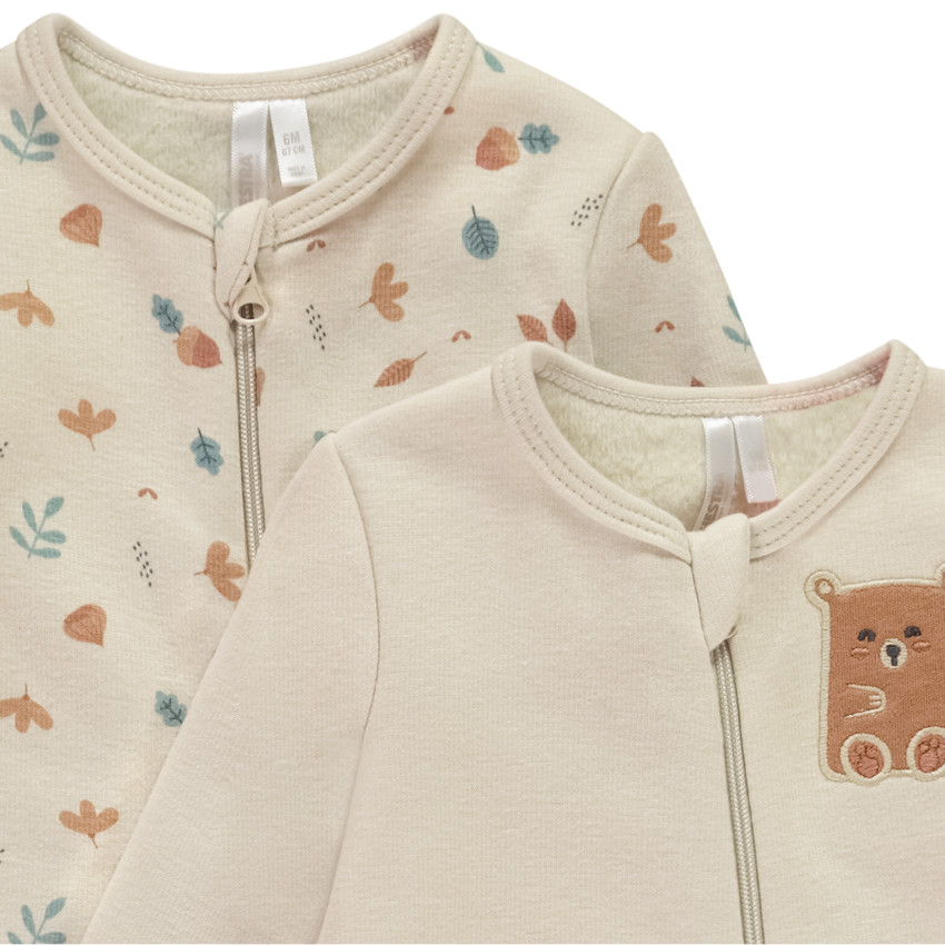 Σετ 2 φερμουάρ με κλειστές ραφές για μωρό αγόρι 