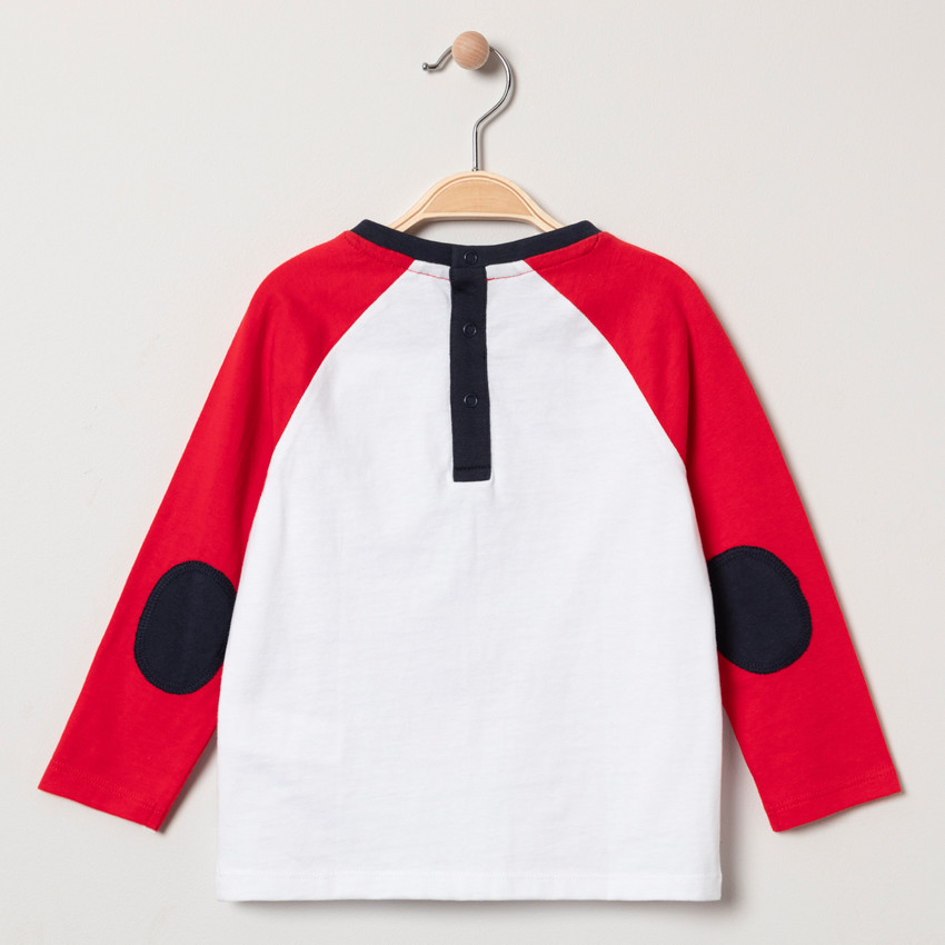 T-shirt manches longues bicolore print bouledogue français 