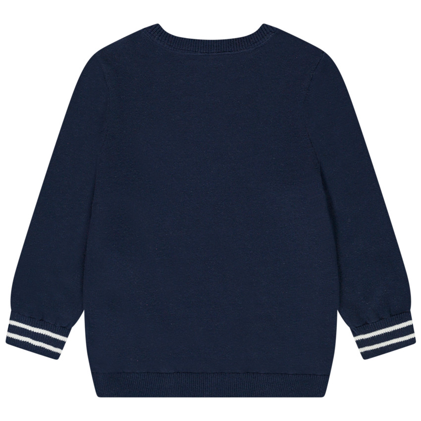 Πουλόβερ πλεκτό με print voilier και παιχνίδι ρίγες για bebe αγόρι 