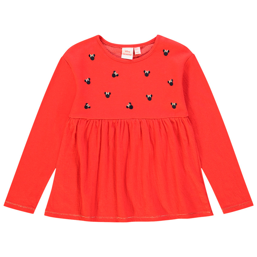 T-shirt μακρυμάνικο κόκκινο με κεντήματα Minnie Disney 