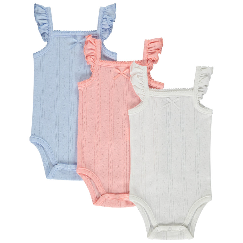 Σετ από 3 αμάνικα κορμάκια σε πλεκτό pointel για bebe κορίτσι 