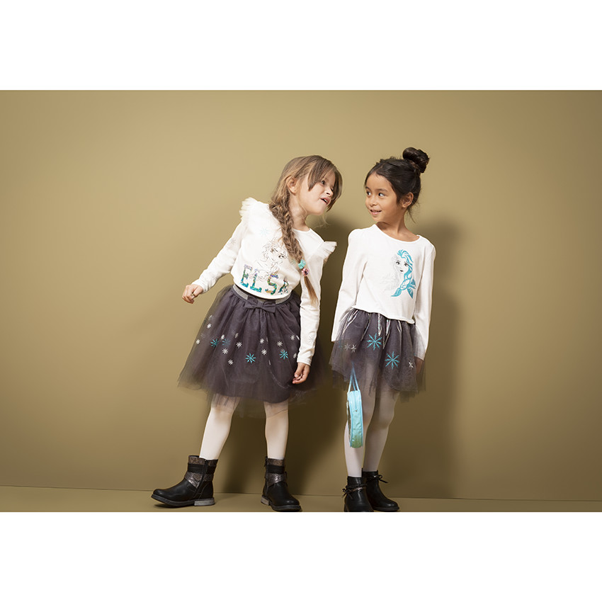 Μακρυμάνικο φόρεμα από τούλι με παγιέτες και στάμπα την Έλσα από το Frozen της Disney 