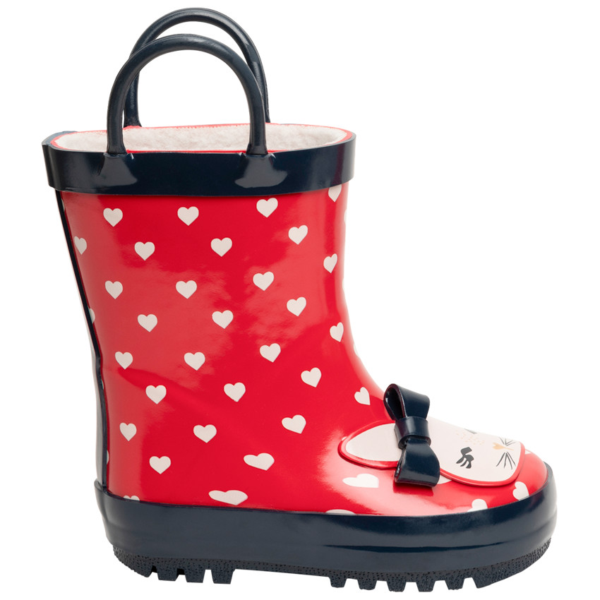 Bottes de pluie pour fille à coeurs imprimés et print lapin  