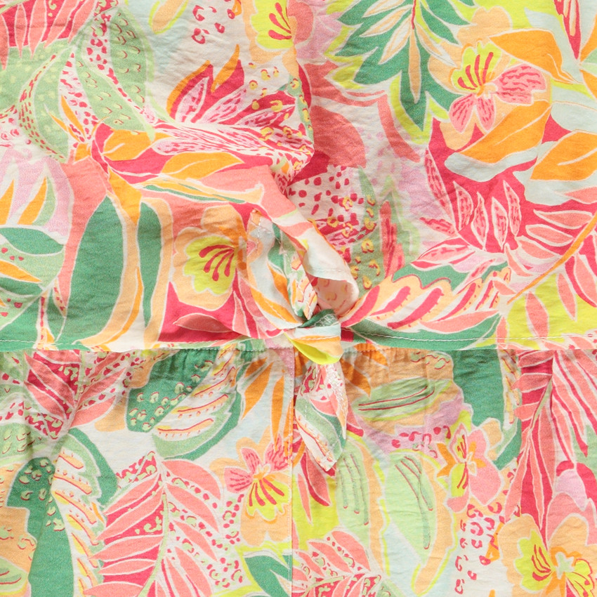 Αμάνικο σορτς με τροπικό σχέδιο για κορίτσι 