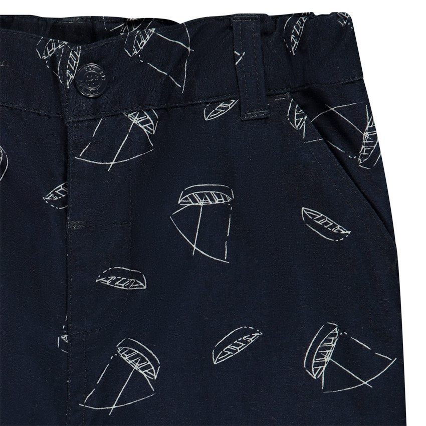 Βερμούδα από πάνινο ύφασμα με σχέδιο βαγονιών για αγόρι 