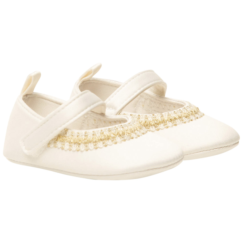 "Γιορτινά παπούτσια από σατέν με κέντημα για μωρό κορίτσι" 