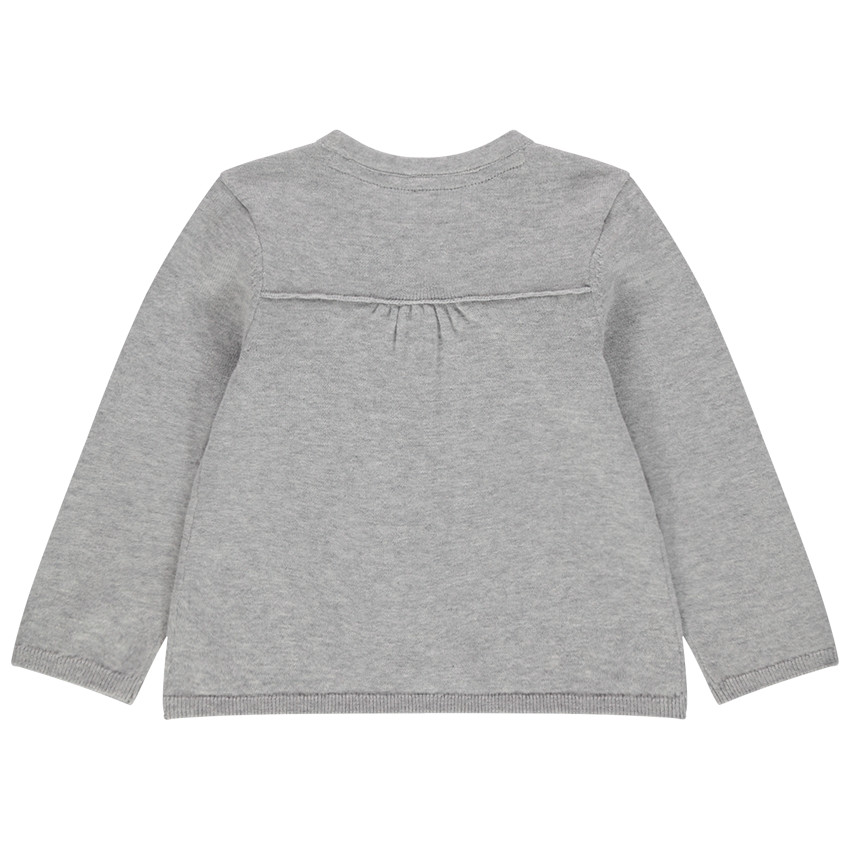 Gilet en tricot chiné à noeud brodé 