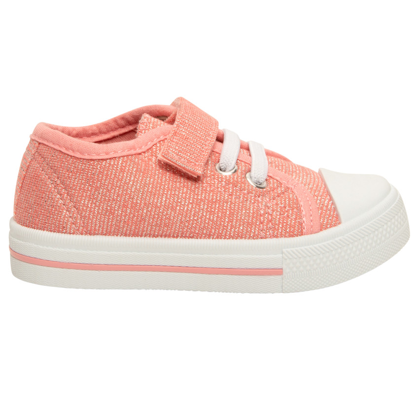 Ροζ χαμηλές αθλητικές μπότες με γκλίτερ και λουράκια με σκρατς για κορίτσι 