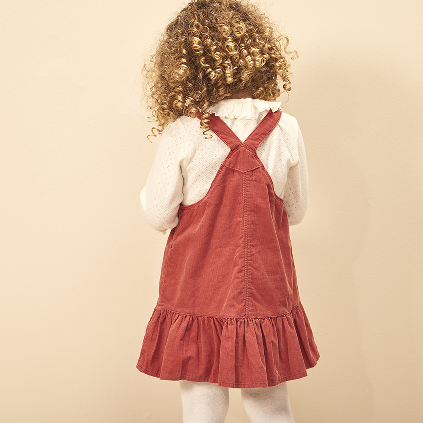 Φόρεμα σαλοπέτα από βελουτέ για μωρό κορίτσι 