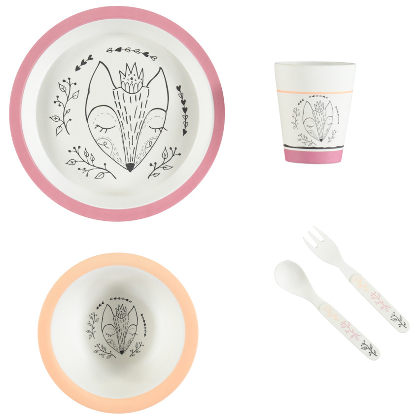 Σετ φαγητού bamboo kingfox 5 tem. uni 