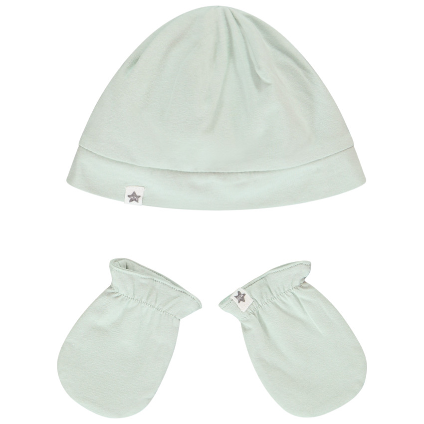 Ensemble bonnet + moufles en jersey uni pour bébé garçon Main Ensemble bonnet + moufles en jersey uni pour bébé garçon