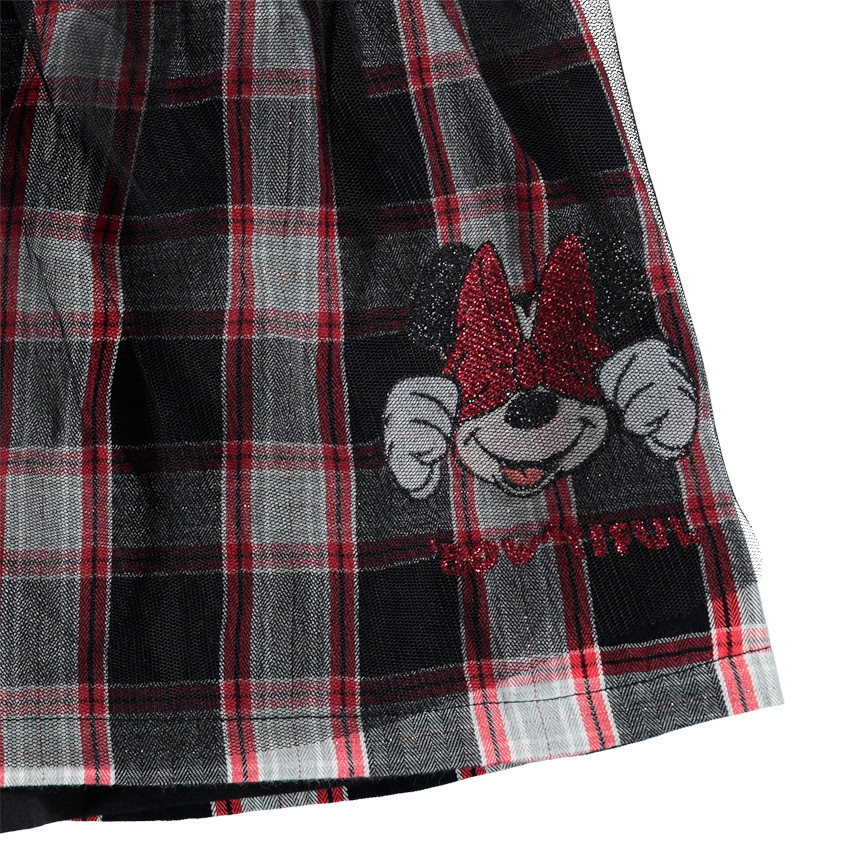 Καρό φούστα με τιράντες, βολάν και μοτίβο Μίνι 