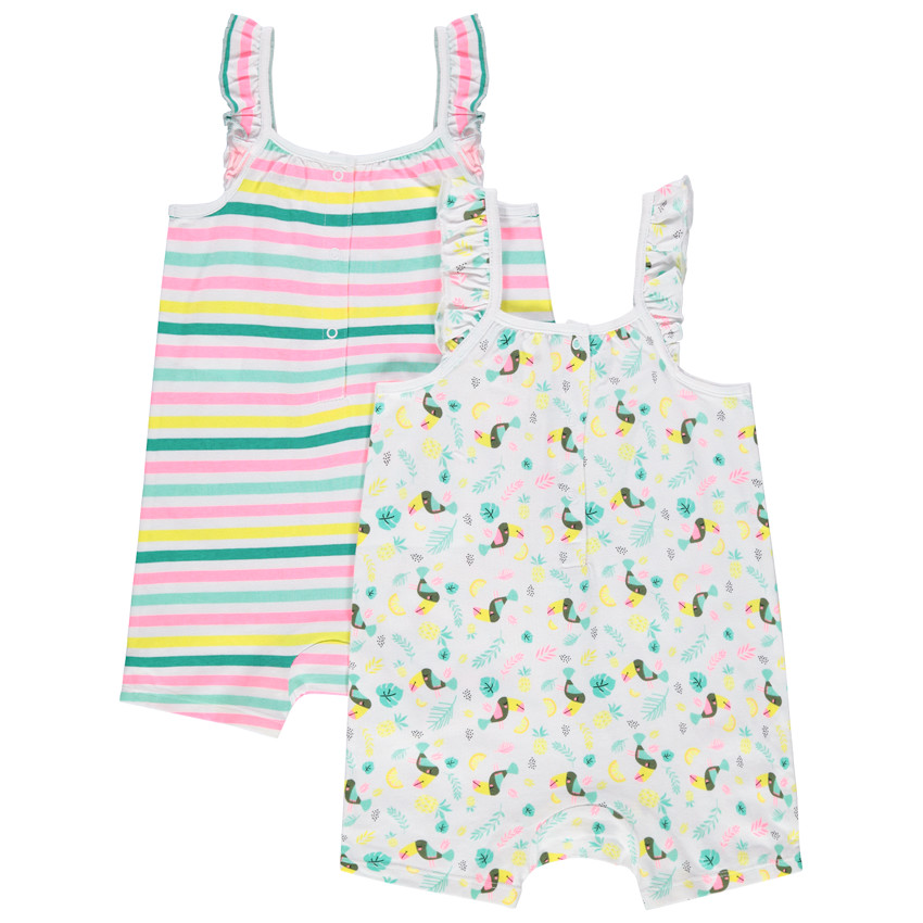 Σέτ  2 combi με τιρέντες με βολάν εμπριμέ και ριγέ 