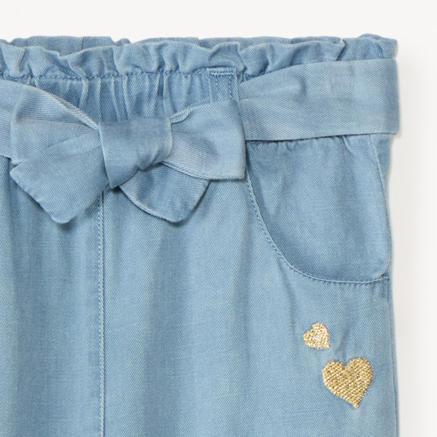 Παντελόνι με κεντημένες καρδιές + ζώνη που δένει για κορίτσι μωρό 