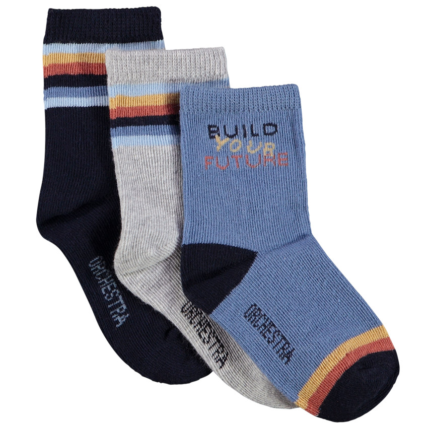 Lot de 3 paires de chaussettes normales fantaisies pour bébé garçon 