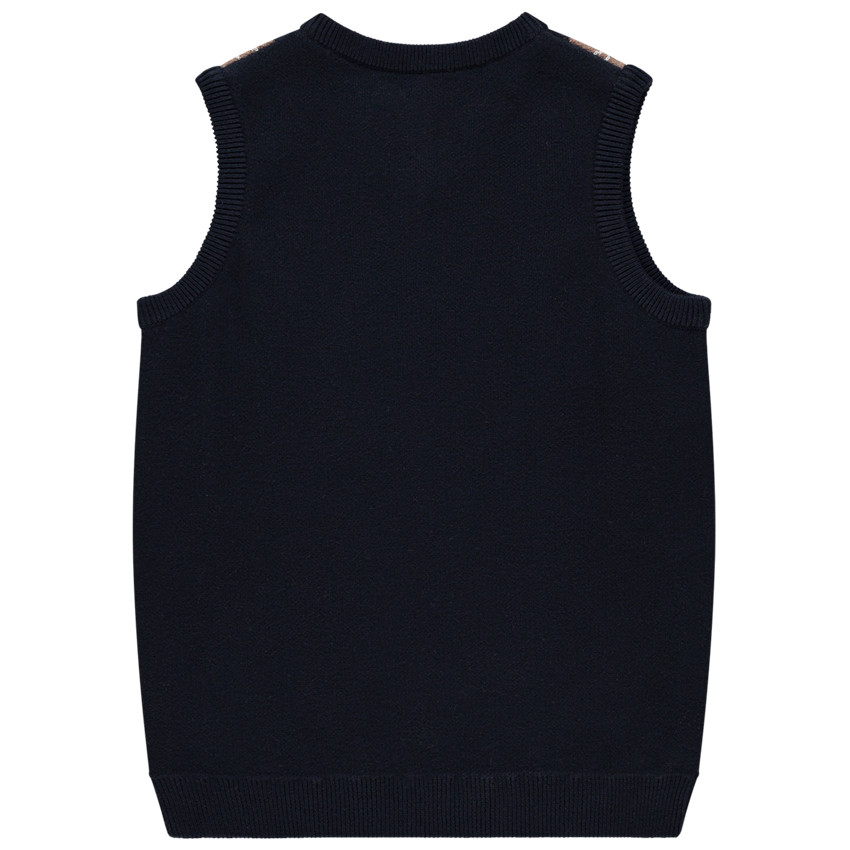 Pull sans manches en tricot à losanges en jacquard 