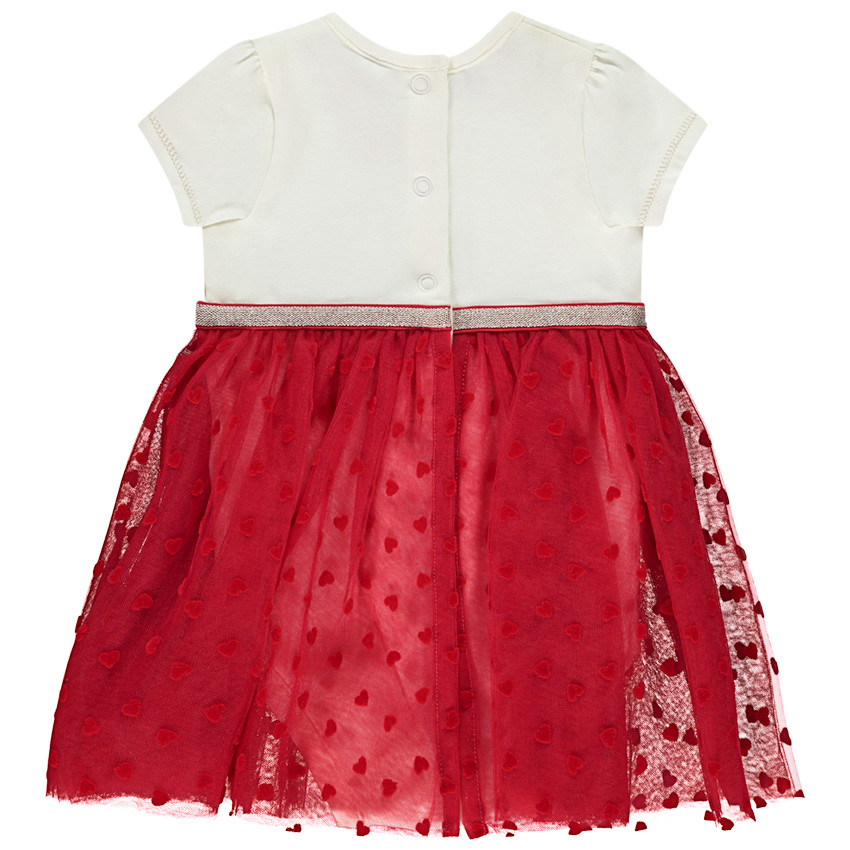 Φόρεμα γιορτινό effet 2-σε-1 bi-matière με καρδιές για bebe κορίτσι 