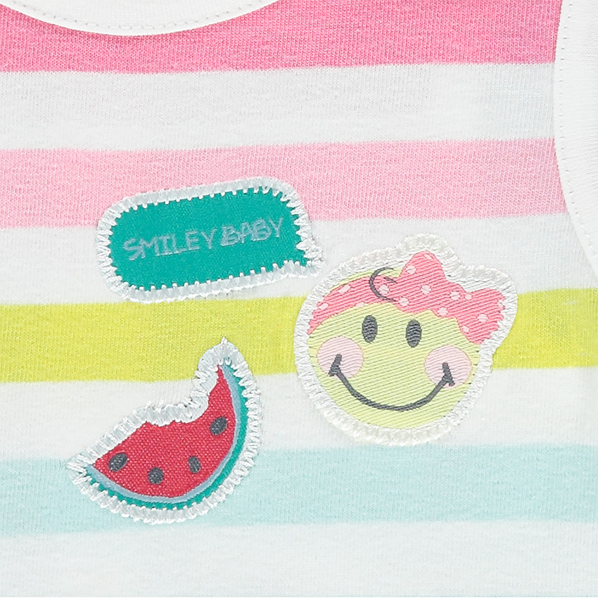 Φόρεμα με ρίγες σε αντίθεση και σήματα Smiley 