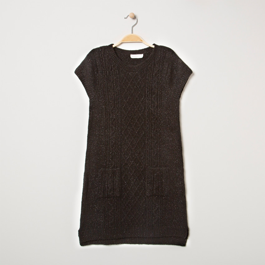 Παιδικά - Κοντομάνικο πλεκτό φόρεμα με τσέπες 