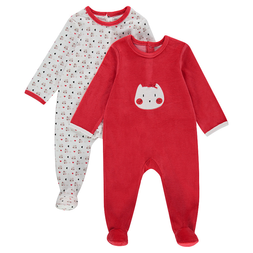 Σετ 2 βελουτέ φορμάκια ύπνου, μονόχρωμο / εμπριμέ με μοτίβο γάτες  