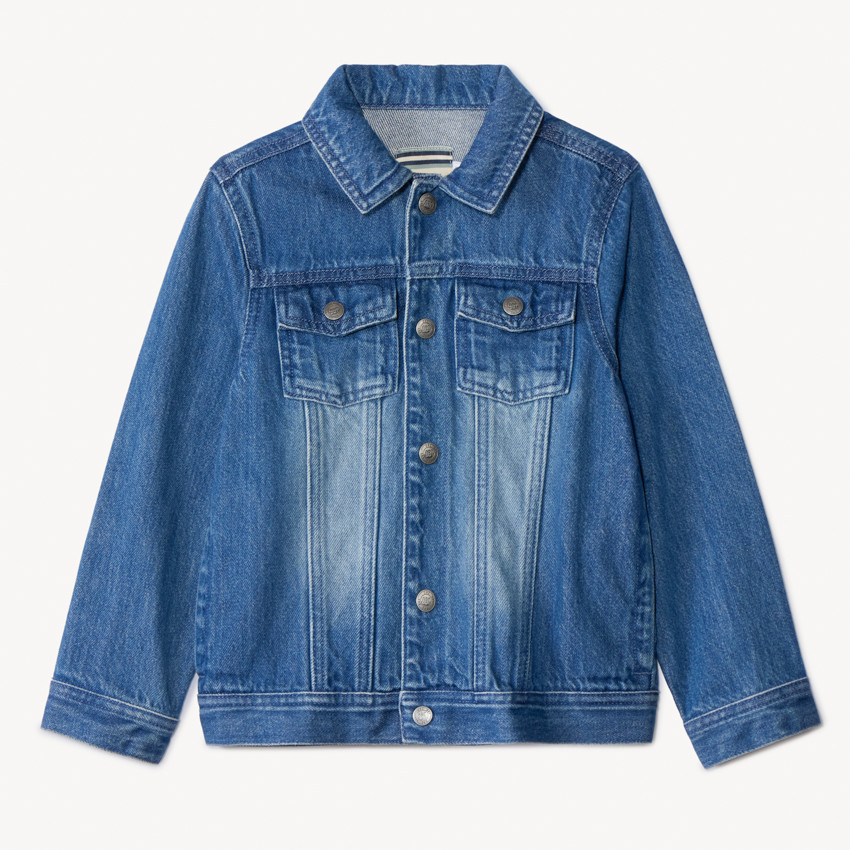 Μπουφάν jean με ξεθωριασμένο εφέ για αγόρι 