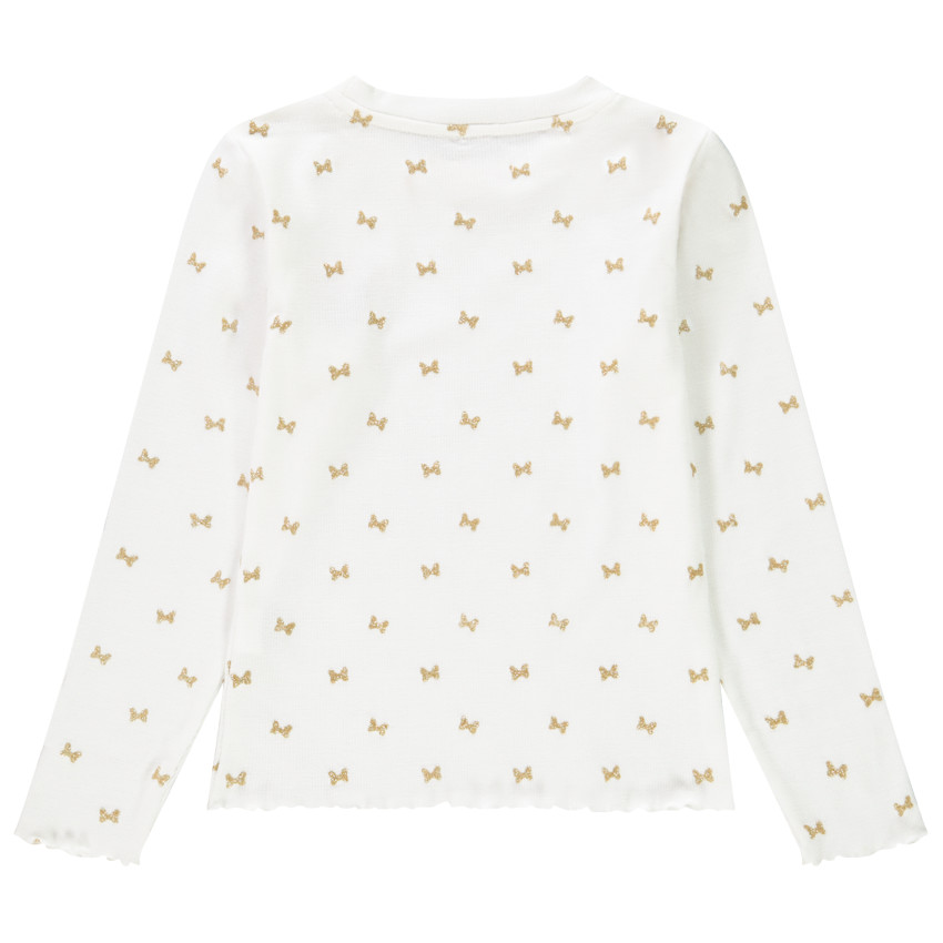 T-shirt manches longues à noeuds dorés Minnie Disney pour enfant fille 