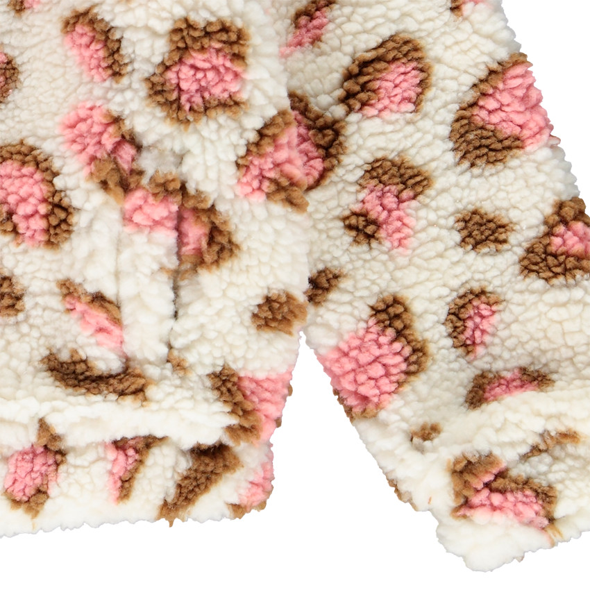 Μπουφάν sherpa με σχέδιο léopard για κορίτσι 