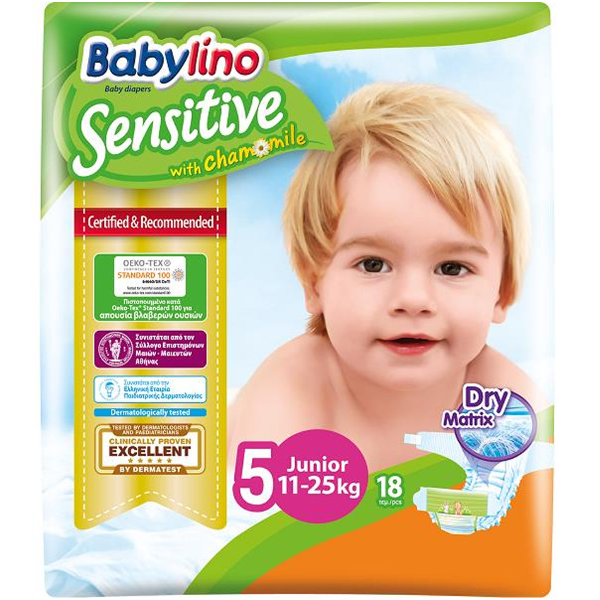 Babylino Sensitive Junior No5 (11-25Kg) 18 Βρεφικές Πάνες  Additional Babylino Sensitive Junior No5 (11-25Kg) 18 Βρεφικές Πάνες