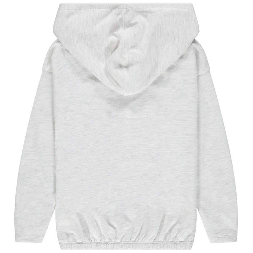 Φούτερ από φανέλα με κουκούλα, σούρες και τυπωμένο μήνυμα 