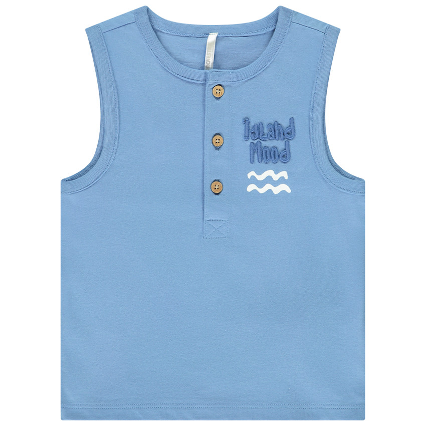 Μπλουζάκι αμάνικο jersey με κεντήματα 3D για bebe αγόρι 