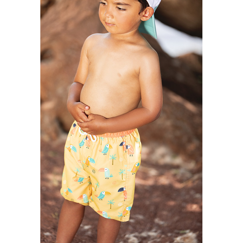 Short de bain imprimé toucans/palmiers pour bébé garçon 