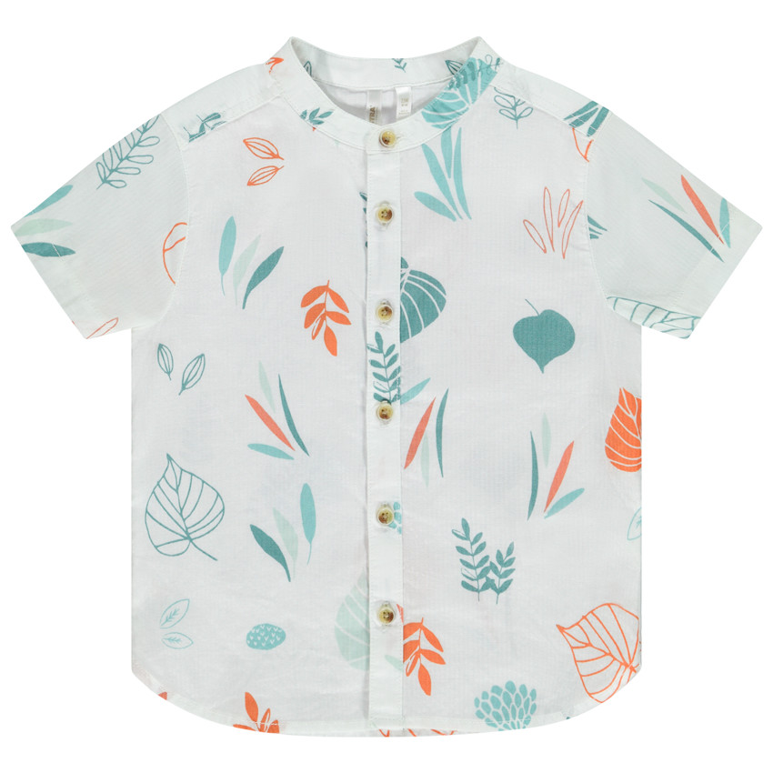 Πουκάμισο κοντομάνικο με σχέδιο φύλλα για bebe αγόρι 