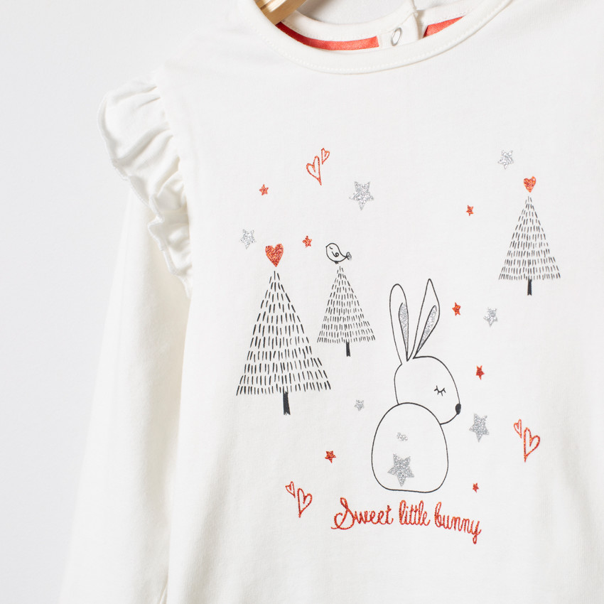 T-shirt μακρυμάνικο με οργανικό βαμβάκι με σχέδια σε στυλ Χριστούγεννα 