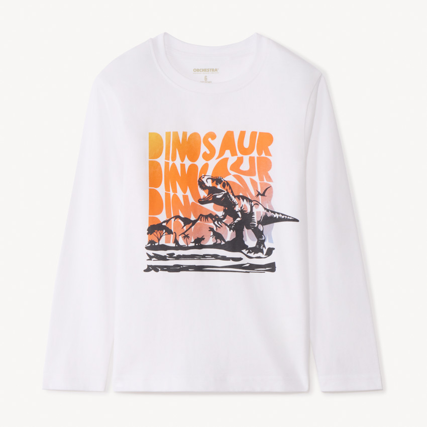 Μπλούζα με μακριά μανίκια jersey μονόχρωμη με soft print για αγόρι 