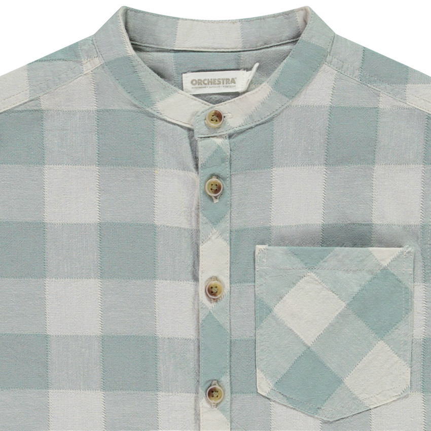 Πουκάμισο κοντομάνικο με καρό σχέδιο και γιακά mao για αγόρι 