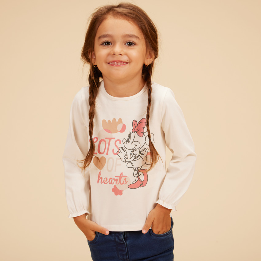 T-shirt manches longues en jersey print Minnie Disney pour bébé fille 