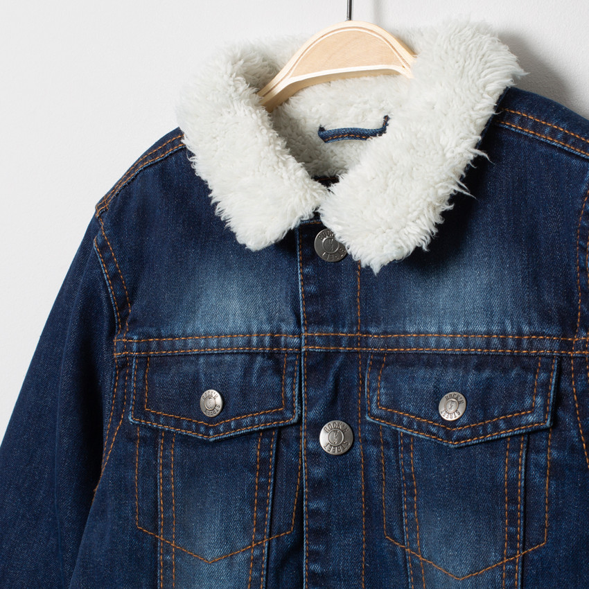 Veste en jean used doublée sherpa moutonnée  Additional Veste en jean used doublée sherpa moutonnée