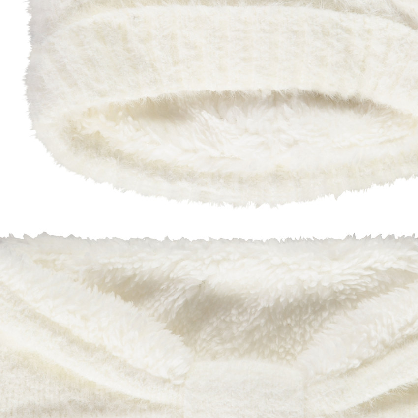 Σέτ με εφέ γούνας, σκουφάκι με παγιέτες + σνουντ για κορίτσι 