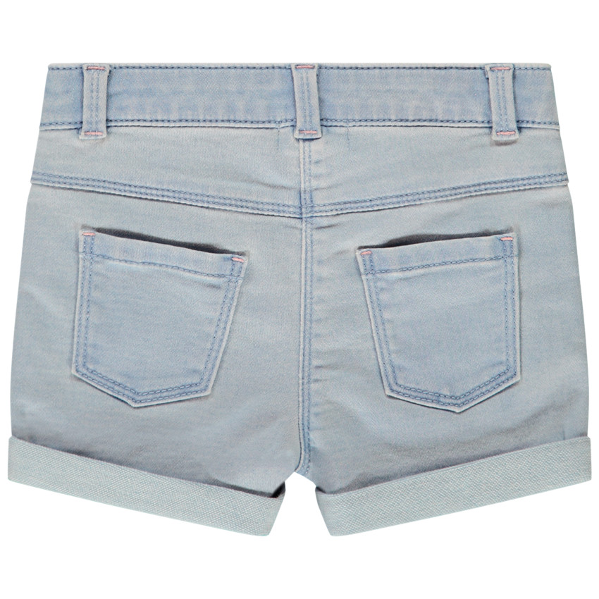 Short en jean broderies flamants roses pour bébé fille 