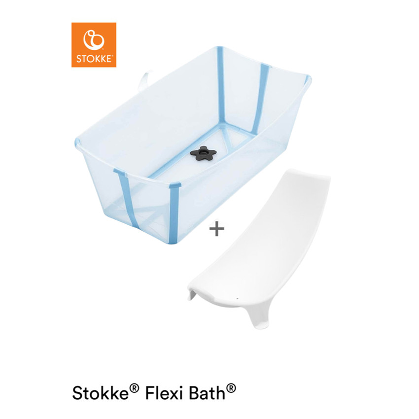 Σετ πλεκτή αναδιπλούμενη μπανιέρα Flexi Bath με αποσπώμενο transat μπάνιου ocean blue 