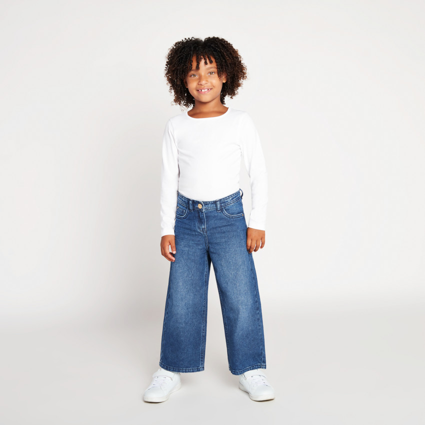 Jean large en denim bleu stone pour fille 